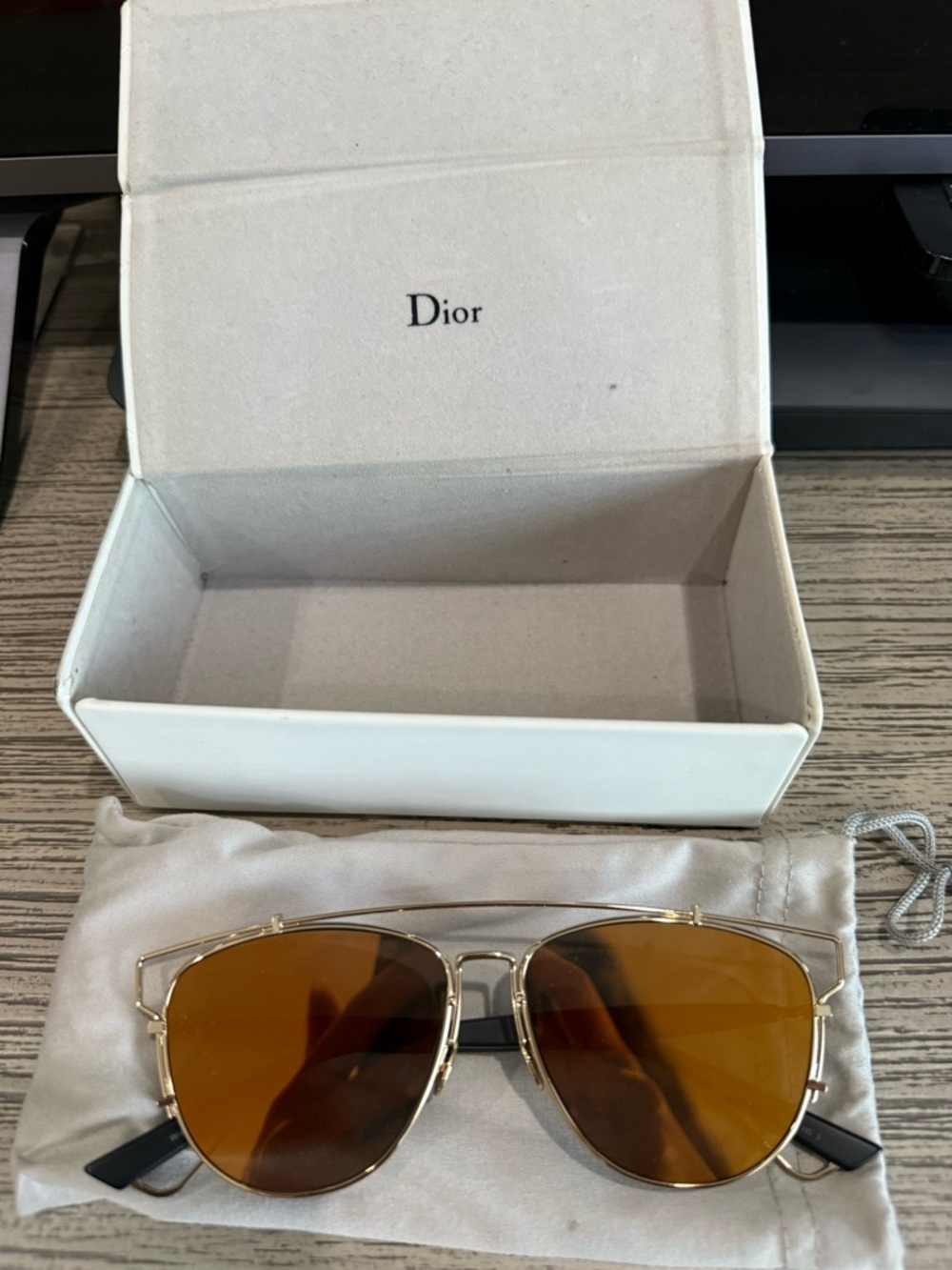 Women's Christian Dior Dior Technologic RHL83 Sunglasses Gold Black Mirror